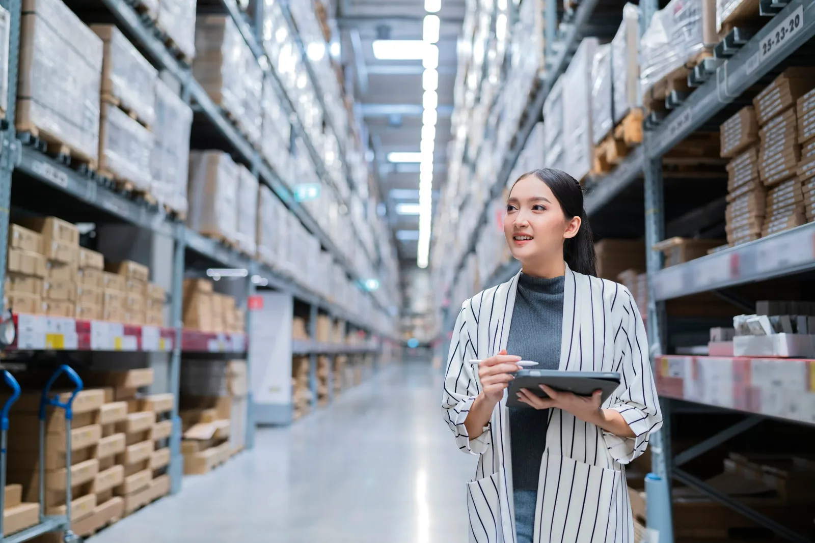 Distributor reviewing orders